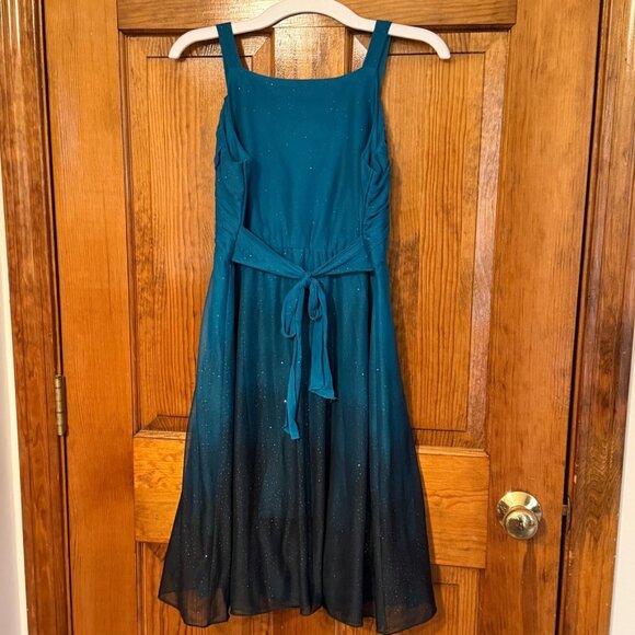 Sparkling Teal Ombre Dress with Black Shrug by Disorderly Kids - Size 12 - Picture 4 of 6